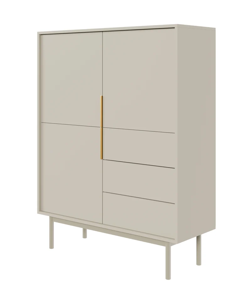 Hohes Viviaro Sideboard mit drei Türen und drei Schubladen, 104 cm, Kaschmir