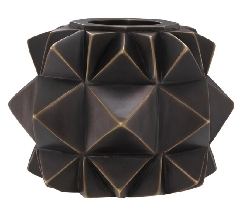 Casa Padrino Luxus Messing Teelichthalter Bronze Ø 13 x H. 9 cm - Deko Accessoires