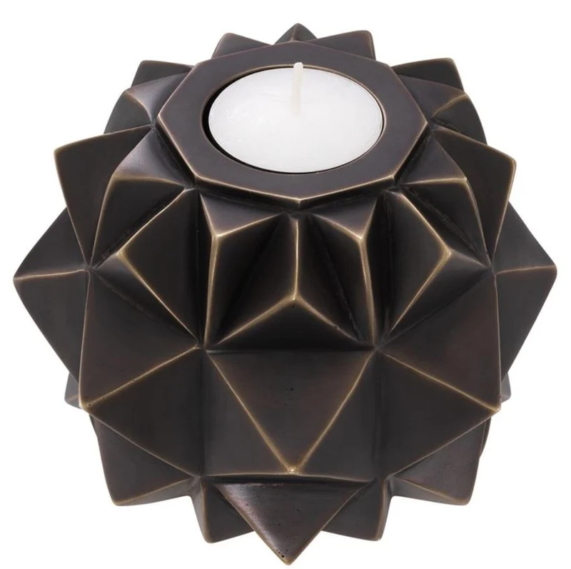 Casa Padrino Luxus Messing Teelichthalter Bronze Ø 13 x H. 9 cm - Deko Accessoires