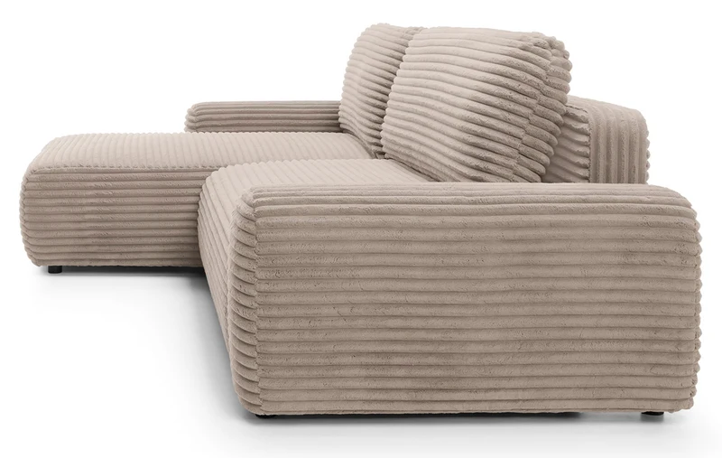Ecksofa mit Schlafunktion Alferia, L-förmig, mit Stauraum, beige Cord, linksseitig