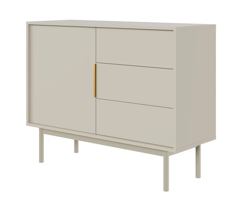 Viviaro Einzeltür-Kommode mit drei Schubladen, 104 cm, Kaschmir