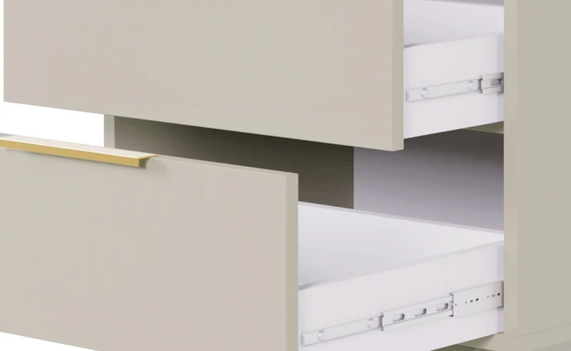 Viviaro Nachttisch mit zwei Schubladen, 54 cm, Kaschmir