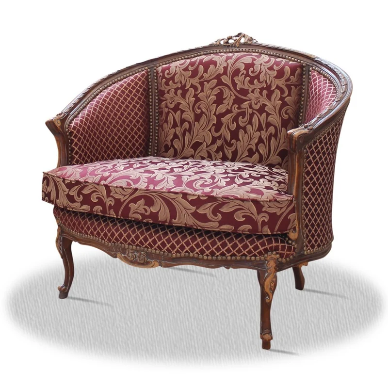 Casa Padrino Barock Salon Sessel im edlen Design, antikbraun und bordeauxrot mit Muster, 90 x 60 x H. 90 cm - Limited Edition