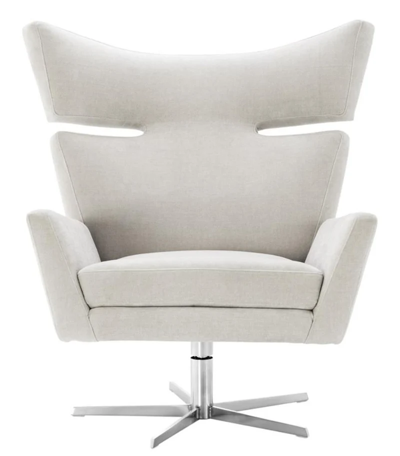 Casa Padrino Drehsessel Sandfarben / Silber 100 x 89 x H. 105 cm - Luxus Möbel