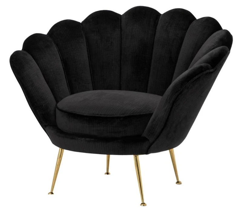 Casa Padrino Luxus Sessel Schwarz / Messing 96,5 x 79 x H. 78 cm - Designer Hotel Möbel