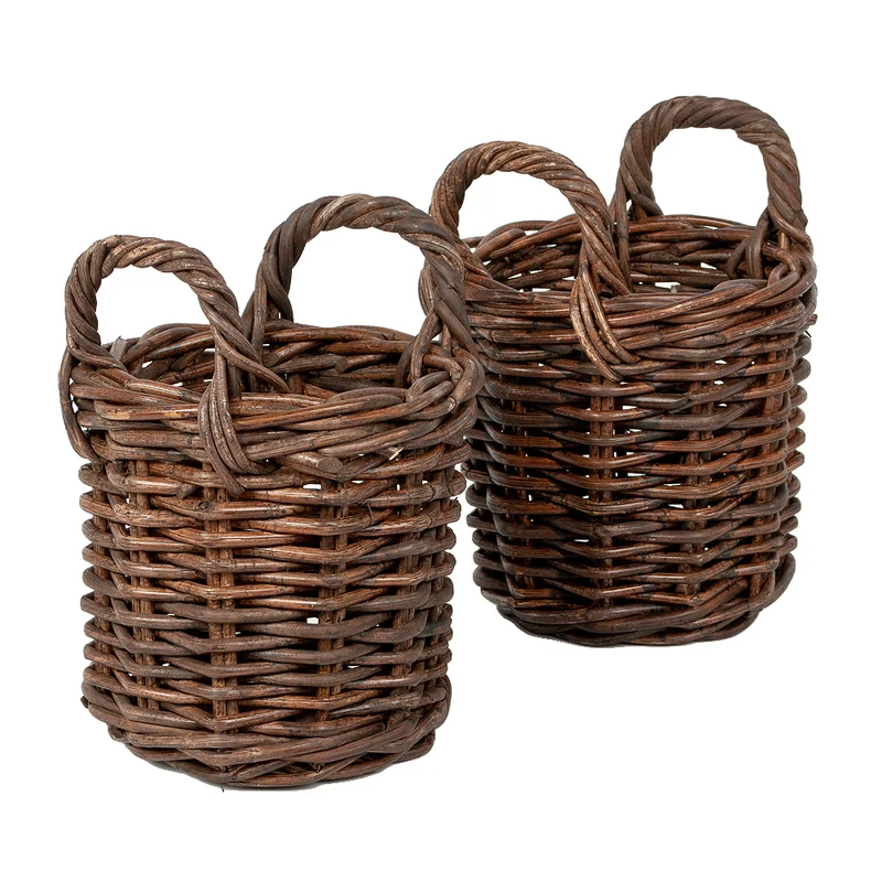 2er Set Rattankorb BAKUL rund Natural Brown ca. D20cm