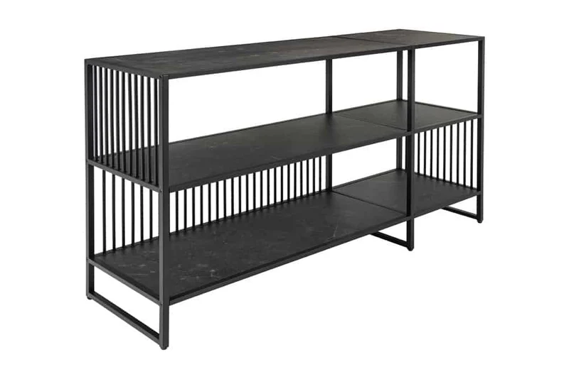 Modernes Regal STRIVE 120cm Marmor-Look Bücherregal Konsole Metall