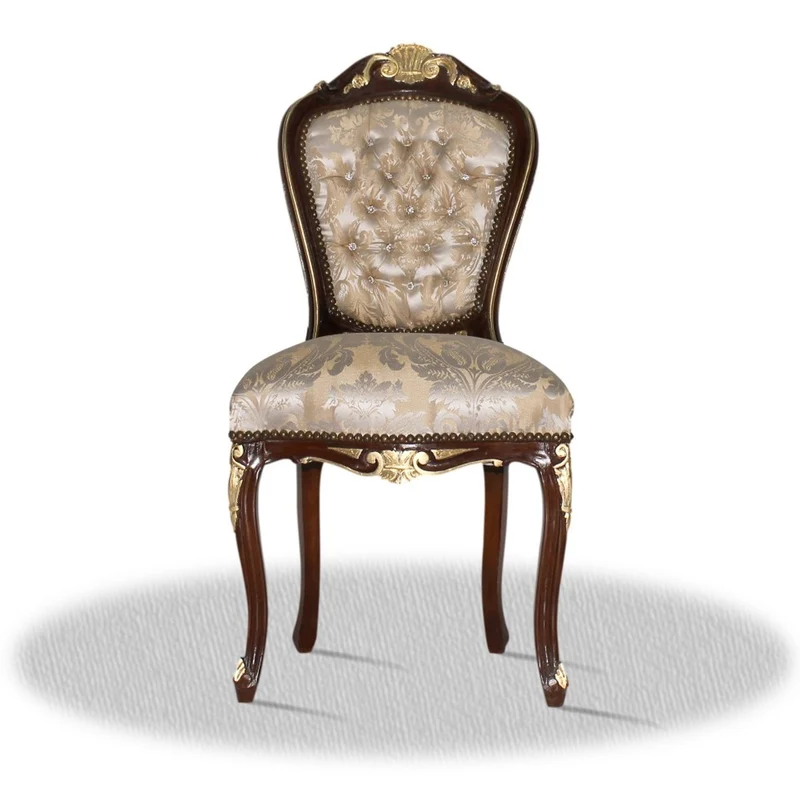 Casa Padrino Barock Esszimmerstuhl Braun Gold Silber - Antik Stil Möbel