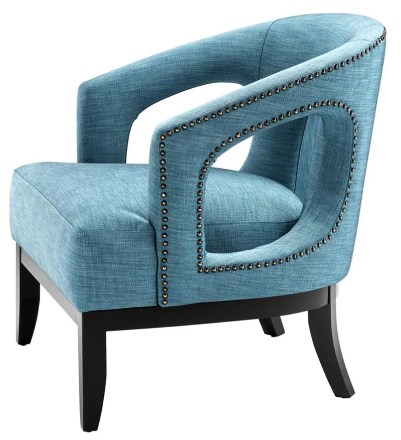 Casa Padrino Wohnzimmer Sessel Türkis / Schwarz 80 x 76 x H. 79 cm - Luxus Wohnzimmermöbel