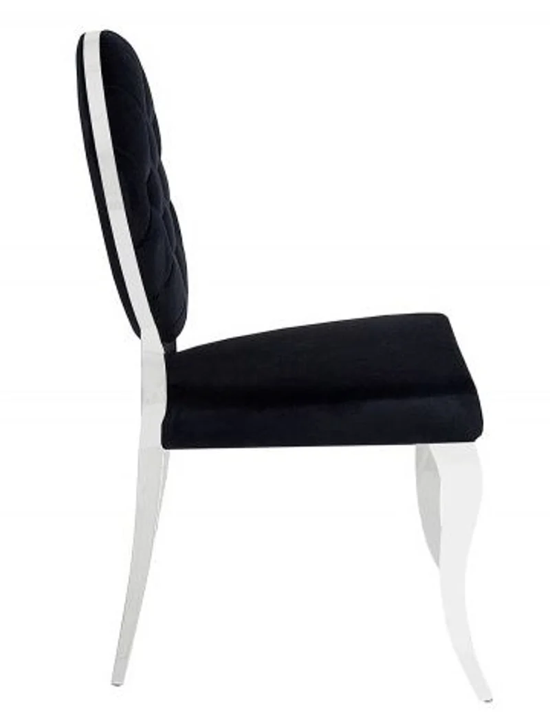 Casa Padrino Designer Esszimmer Stuhl Schwarz / Silber ohne Armlehne - Designer Stuhl