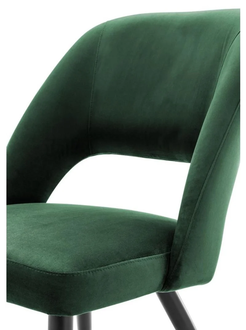Casa Padrino Luxus Esszimmerstuhl in Grün und Schwarz - Edler Stuhl mit Messing-Akzenten - 52 x 58 x H. 85 cm