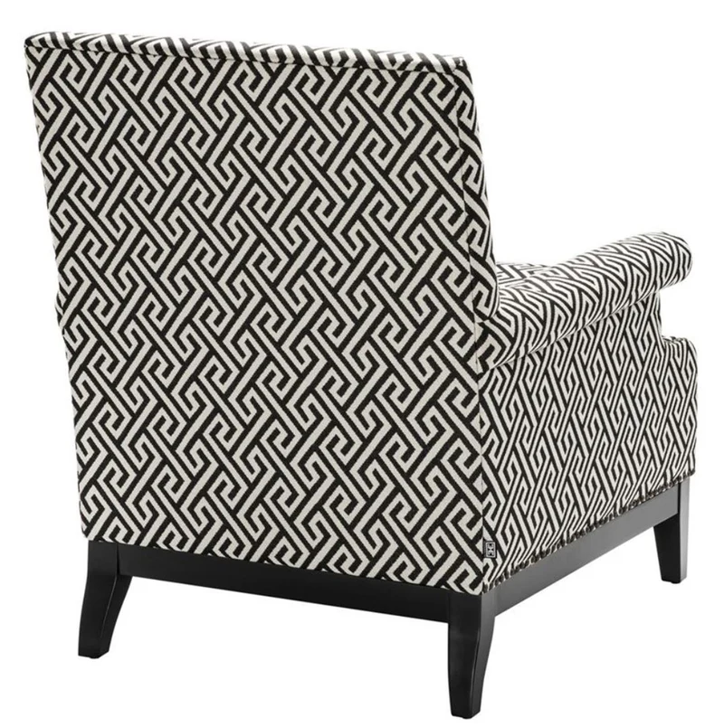 Casa Padrino Luxus Sessel Schwarz / Weiß 75 x 85 x H. 93 cm - Hotel Möbel