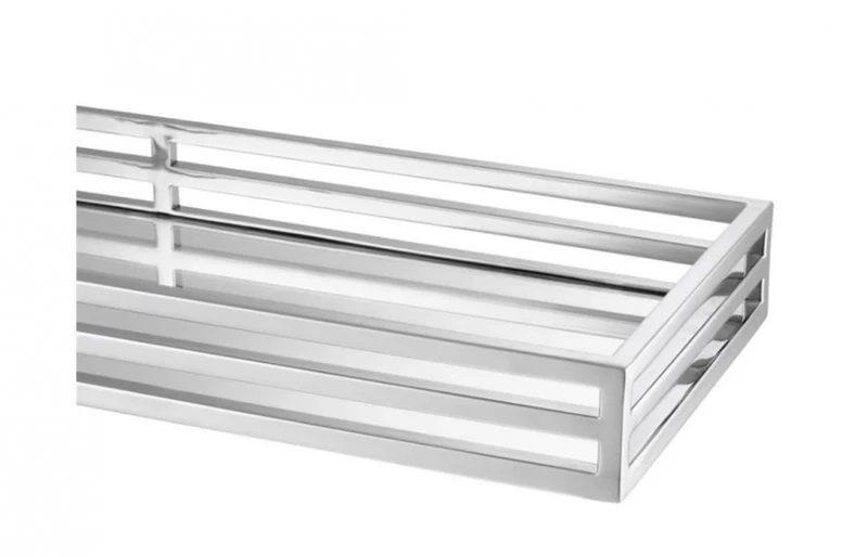 Casa Padrino Luxus Designer Edelstahl Tablett Nickel Finish Silber 60 x 20 x H. 5,5 cm