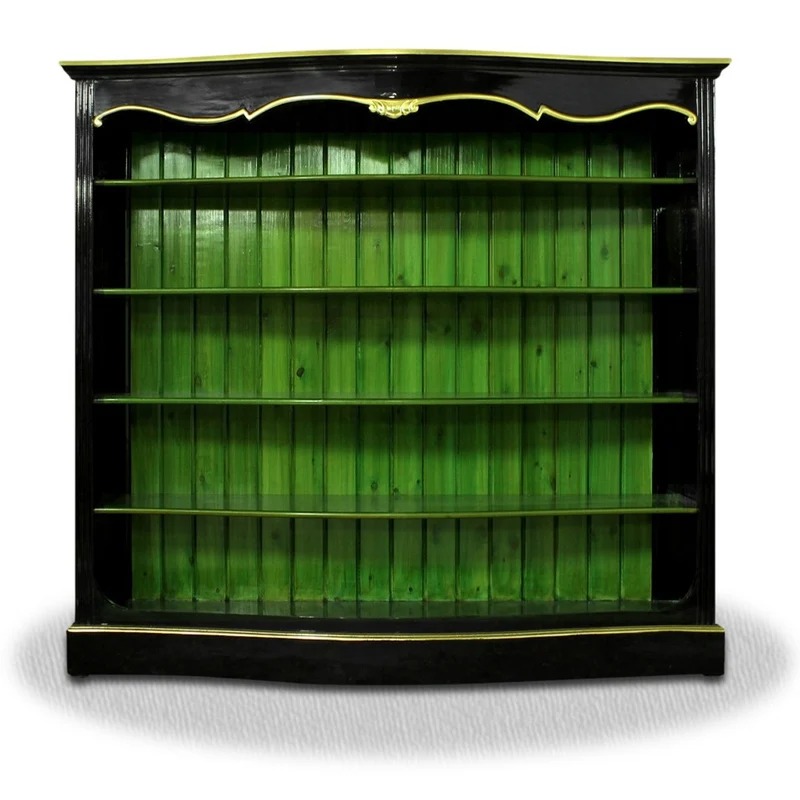 Casa Padrino Barock Wohnzimmerschrank in Schwarz Grün Gold - Massivholz Luxus Anrichte - 200 x 40 x 200 cm