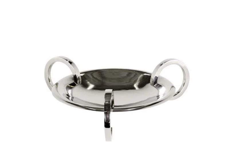 Casa Padrino Designer Servierplatte Nickel Finish 50 x H. 15 cm - Elegante flache Schale aus Aluminium