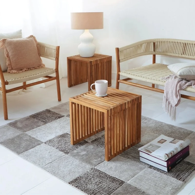 Design Beistelltisch LINETA 40cm Teakholz In-/Outdoor