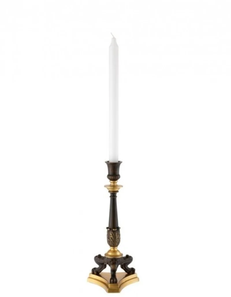 Casa Padrino Luxus Kerzenständer 12 x H. 28,5 cm - Eleganter Kerzenhalter aus Messing und Eisen in Bronze / Gold