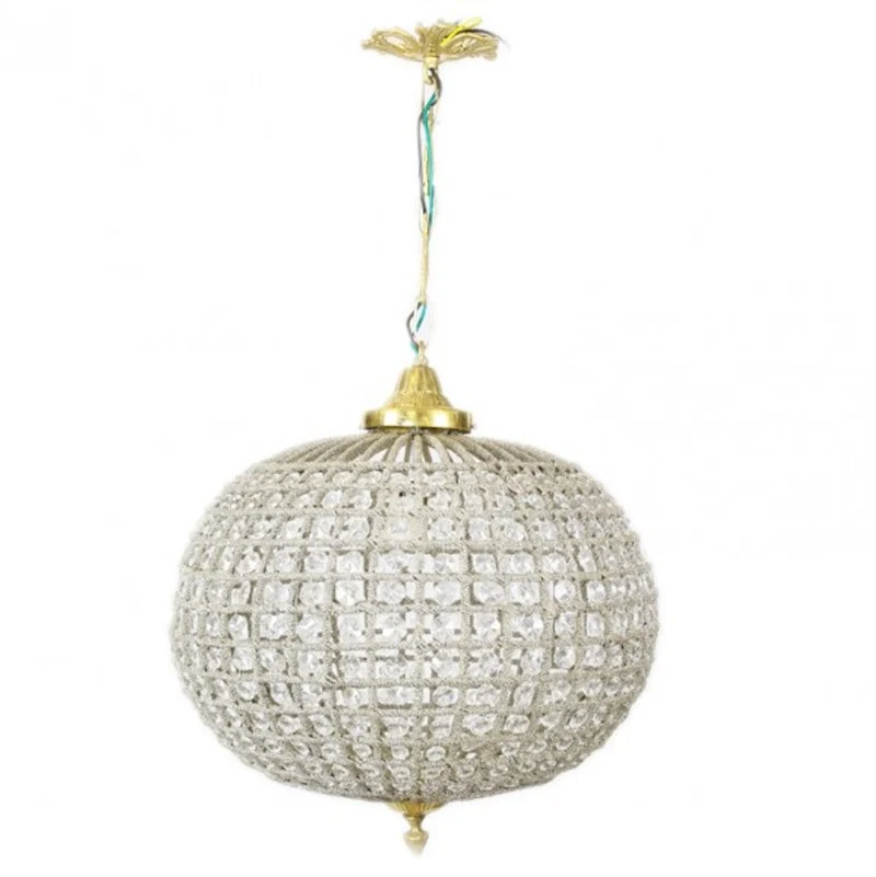 Casa Padrino Barock Decken Hängeleuchte, prunkvolle Glas Leuchte in Gold, 35 x H 65 cm