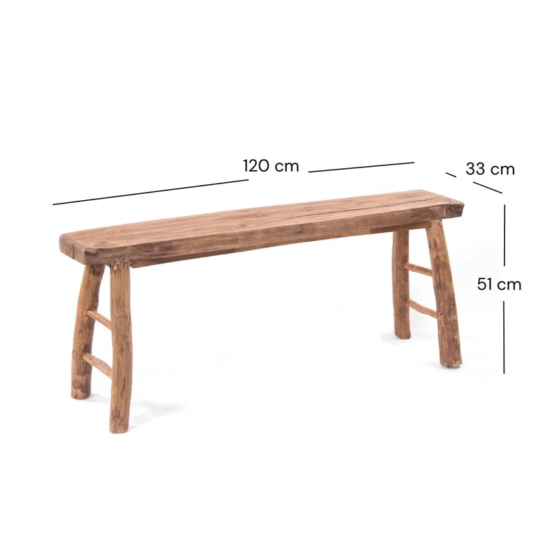HOLZBANK "MALU 120" | Teakholz, 120 cm | Baumkante Sitzbank
