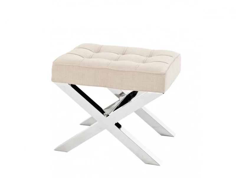 Casa Padrino Luxus Sitz Hocker Panama Natural 59 x 45,5 x H. 50,5 cm - Designer Hotel Hocker