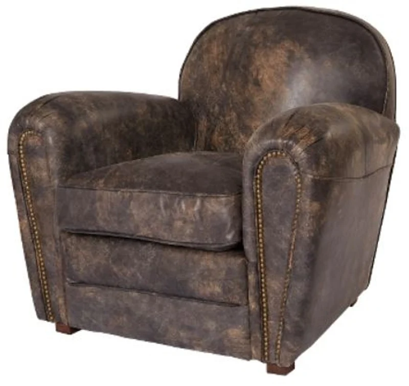 Casa Padrino Luxus Echtleder Sessel im englischen Stil Vintage Dunkelbraun 88 x 76 x H. 88 cm