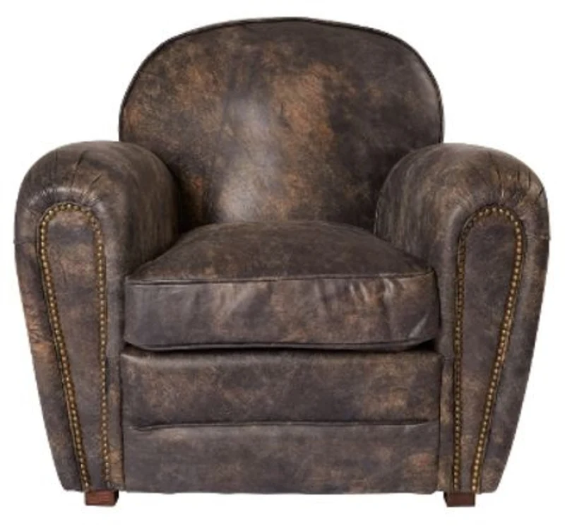 Casa Padrino Luxus Echtleder Sessel im englischen Stil Vintage Dunkelbraun 88 x 76 x H. 88 cm