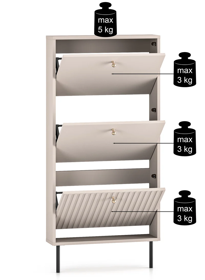 Schuhschrank Caletto mit drei Fächern, 60 cm, Kaschmirfarben