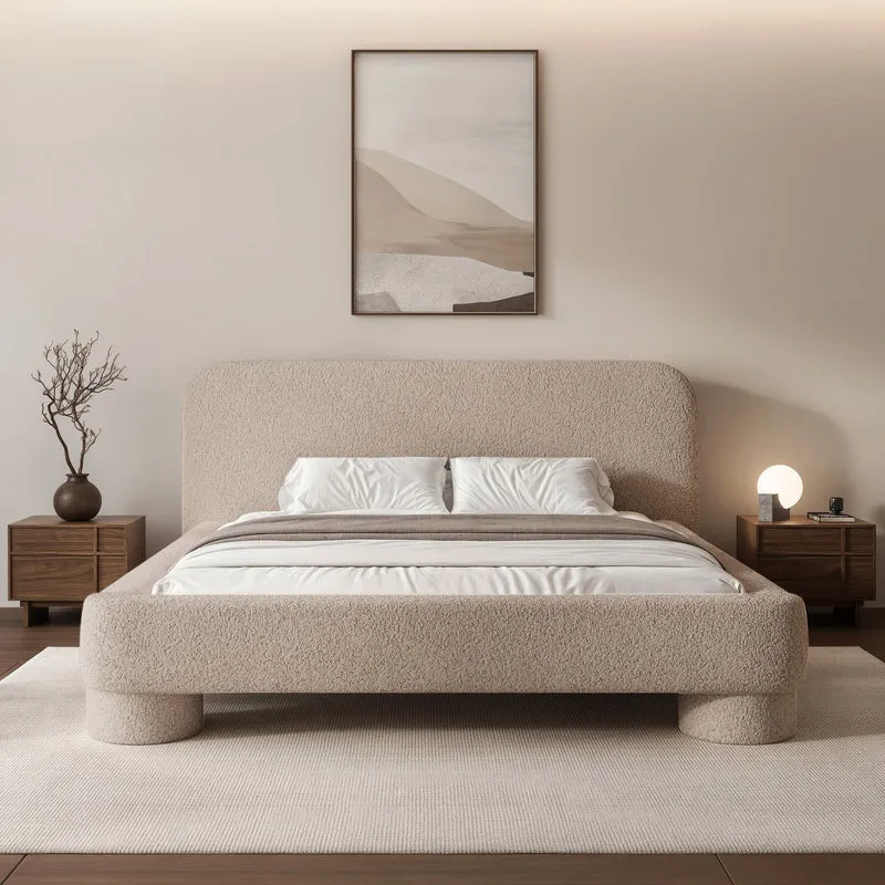 Polsterbett 140x200 cm Fredo mit Stauraum, beige Bouclé