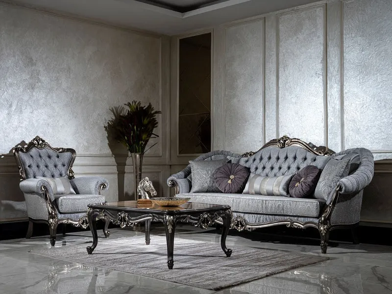 Casa Padrino Luxus Barock Couchtisch Beige / Dunkelgrau / Gold - Handgefertigter Massivholz Wohnzimmertisch - Wohnzimmer Möbel im Barockstil