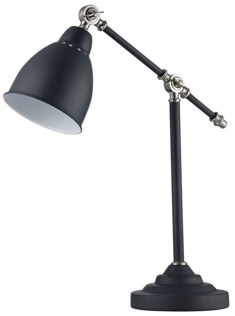 Casa Padrino Schreibtischleuchte im Industrial Stil Schwarz / Silber 17,5 x 47 x H. 52 cm - Tischleuchte mit Schwenkbügel
