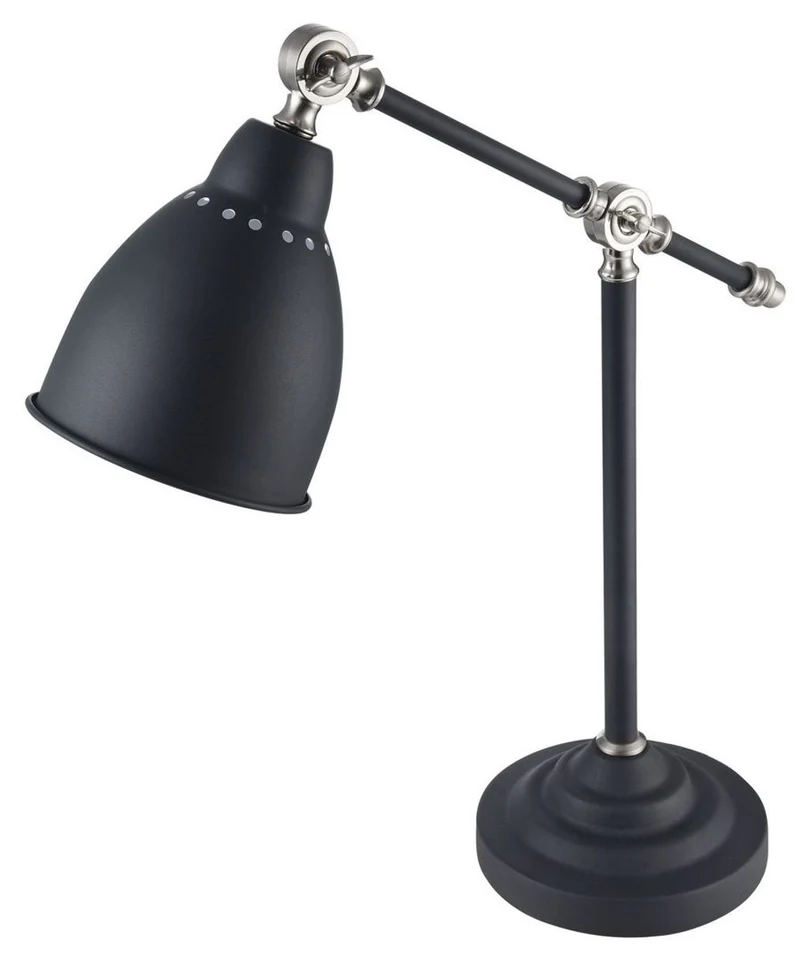 Casa Padrino Schreibtischleuchte im Industrial Stil Schwarz / Silber 17,5 x 47 x H. 52 cm - Tischleuchte mit Schwenkbügel