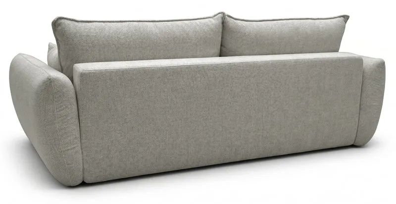 Dreisitziges ausklappbares Sofa Zordo mit Stauraum, grau-beiger Chenillestoff
