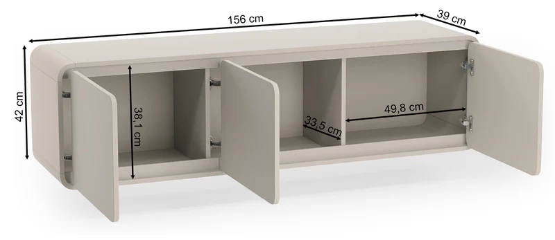 Hängender dreitüriger TV-Schrank Lummo 156 cm Kaschmir