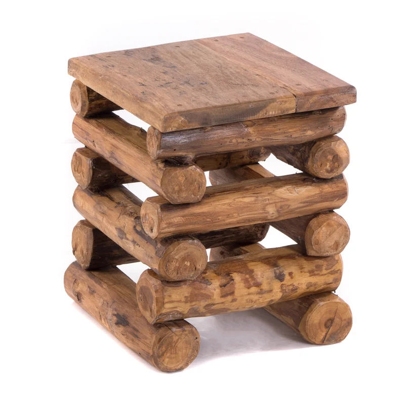 HOCKER "BLOCK 38" | 30x30x39cm (BxTxH), Altholz Teak | Sitzhocker | Farbe: 08 honigfarben gewachst