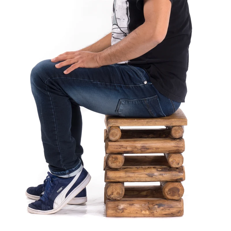 HOCKER "BLOCK 38" | 30x30x39cm (BxTxH), Altholz Teak | Sitzhocker | Farbe: 08 honigfarben gewachst