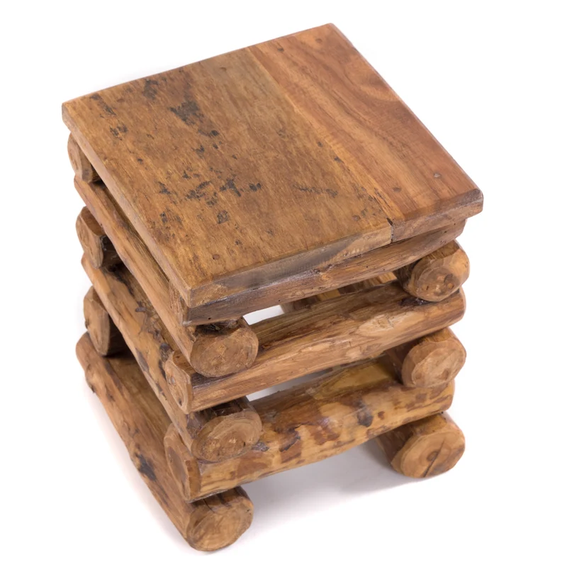 HOCKER "BLOCK 38" | 30x30x39cm (BxTxH), Altholz Teak | Sitzhocker | Farbe: 08 honigfarben gewachst