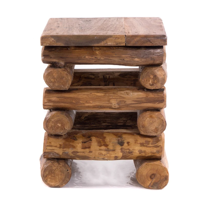HOCKER "BLOCK 38" | 30x30x39cm (BxTxH), Altholz Teak | Sitzhocker | Farbe: 08 honigfarben gewachst