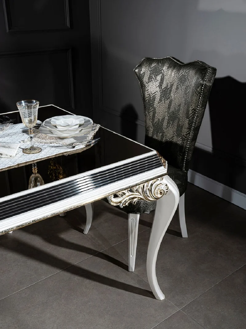 Casa Padrino Luxus Barock Esszimmerstuhl Grün / Gold / Weiß - Handgefertigter Massivholz Küchenstuhl mit edelm Muster - Esszimmer Möbel - Barock Möbel