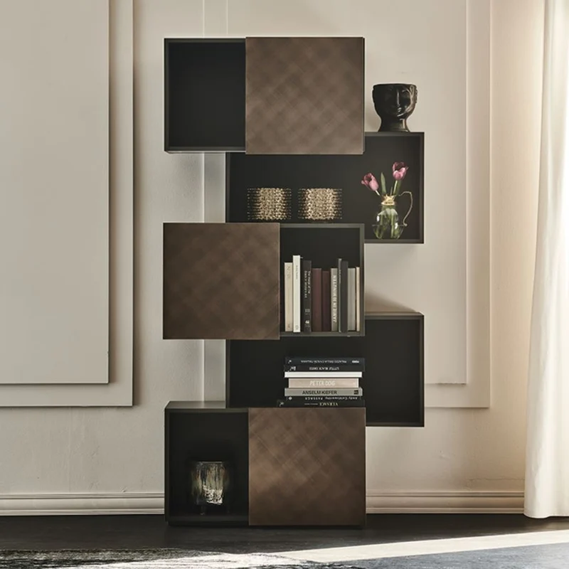 Casa Padrino Luxus Regalschrank mit 3 Schiebetüren Graphit / Bronze 104,5 x 30 x H. 196,5 cm - Bücherschrank - Wohnzimmerschrank - Büroschrank - Luxus Schrank