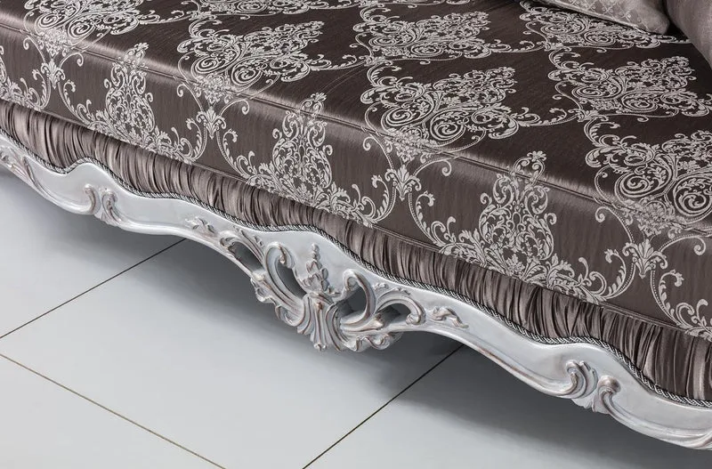 Casa Padrino Luxus Barock Sofa Bronzefarben / Silber 262 x 90 x H. 113 cm - Prunkvolles Wohnzimmer Sofa mit dekorativen Kissen - Barock Möbel