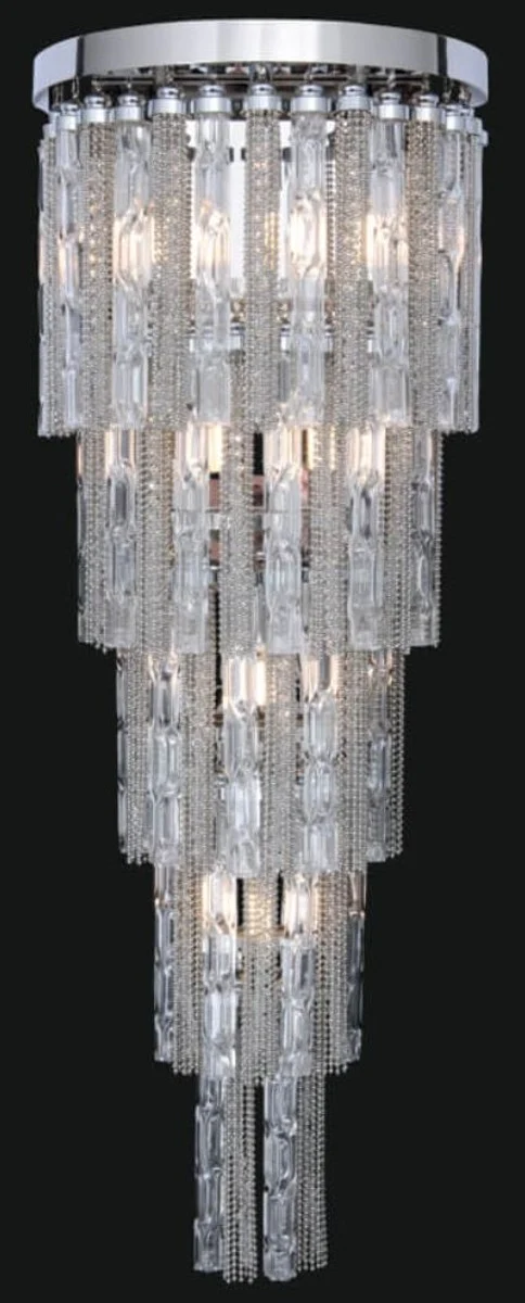 Casa Padrino Luxus Barock LED Wandleuchte Silber 30 x 30 x H. 80 cm - Wandlampe im Barockstil - Edel & Prunkvoll