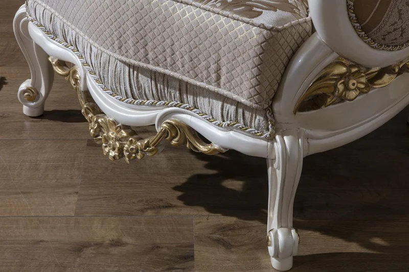 Casa Padrino Luxus Barock Sessel Grau / Weiß / Gold 80 x 85 x H. 120 cm - Prunkvoller Wohnzimmer Sessel mit dekorativem Kissen - Barock Möbel