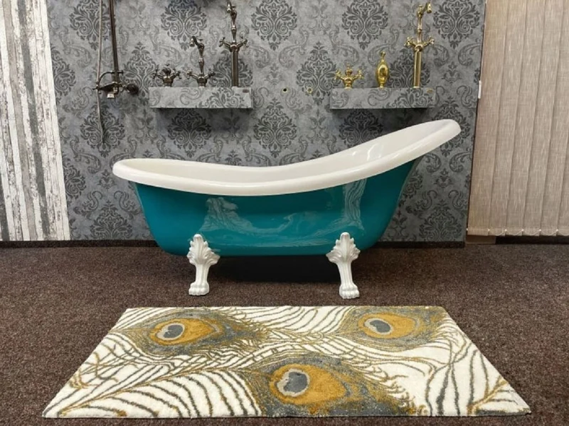 Casa Padrino Luxus Jugendstil Badewanne Türkis / Weiß 174 x 83 x H. 81 cm - Freistehende Retro Badewanne mit Löwenfüßen - Retro Badezimmer Möbel