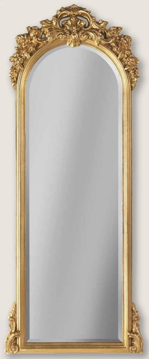 Casa Padrino Luxus Barock Spiegel Gold - Handgefertigter Wandspiegel im Barockstil - Barock Wohnzimmer Spiegel - Barock Garderoben Spiegel - Barock Deko Accessoires