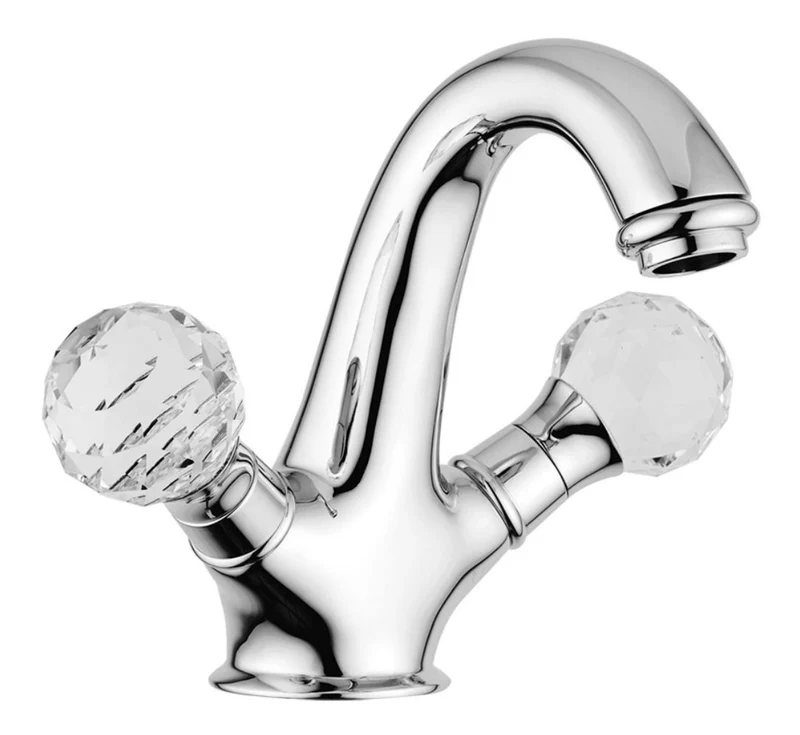 Casa Padrino Luxus Waschtischarmatur mit Swarovski Kristallglas Silber 13,5 x 16,5 cm