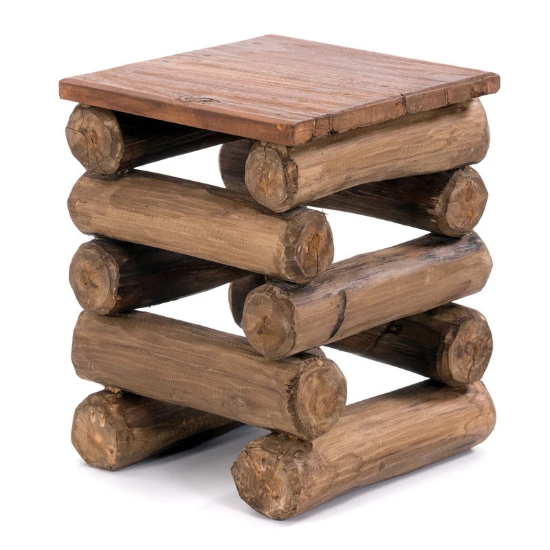 HOCKER "BLOCK 38" | 30x30x39cm (BxTxH), Altholz Teak | Sitzhocker | Farbe: 01 natur-vintage