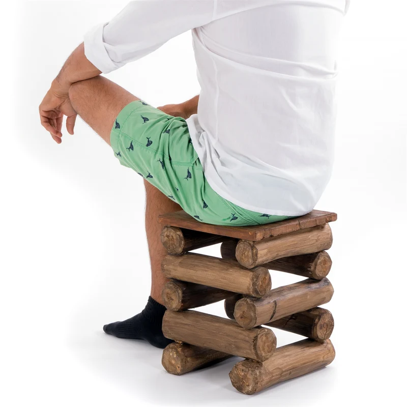 HOCKER "BLOCK 38" | 30x30x39cm (BxTxH), Altholz Teak | Sitzhocker | Farbe: 01 natur-vintage
