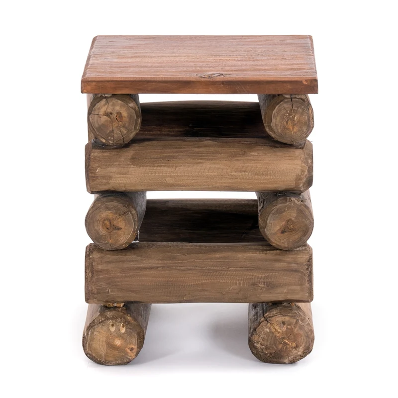 HOCKER "BLOCK 38" | 30x30x39cm (BxTxH), Altholz Teak | Sitzhocker | Farbe: 01 natur-vintage