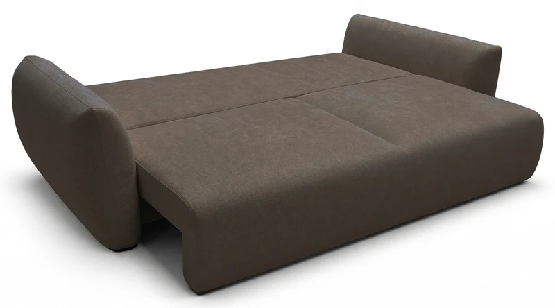 Dreisitziges ausklappbares Sofa Zordo mit Stauraum, braunes Chenille