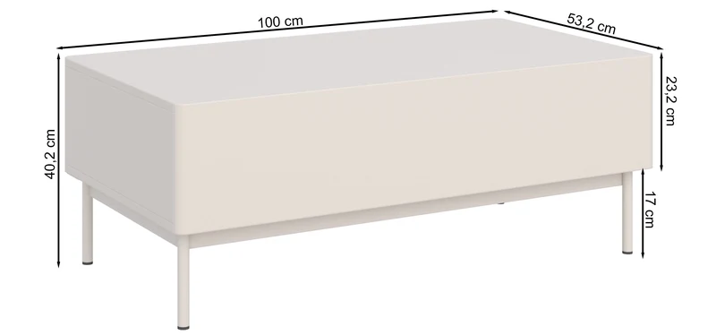 Kaffeetisch Olio mit zwei Klappen 100x53 cm weiß